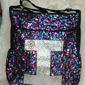 SEQUINED MONOGRAMMED TOTE BAG